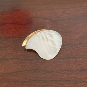 Made in Germany mother of pearl and brass pin. 1950’s. Maker’s mark AH?